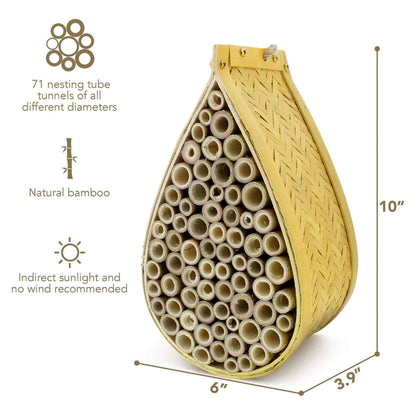 Bamboo Mason Beehive House Pollinator Tear Drop Bee Nest Hive Garden Beekeeping