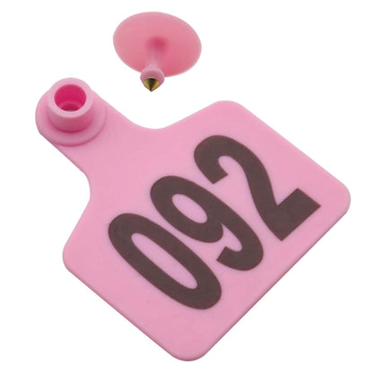 1-100 Cattle Number Ear Tags 5x4cm Set - Small Pink Pig Goat Livestock Label