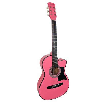 Karrera 38in Cutaway Acoustic Guitar with guitar bag - Pink