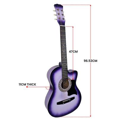 Karrera 38in Cutaway Acoustic Guitar with guitar bag - Purple Burst