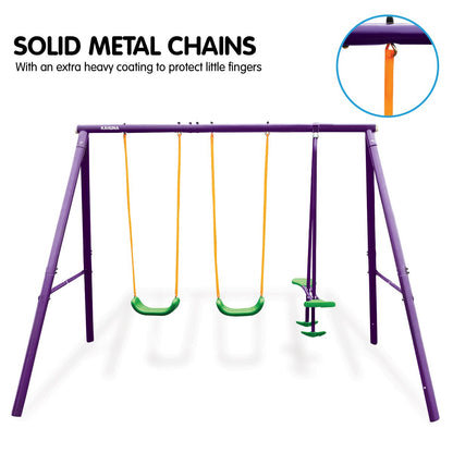 Kahuna Kids 4-Seater Swing Set Purple Green