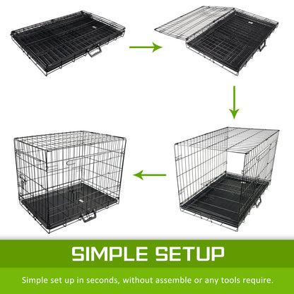 Wire Dog Cage Foldable Crate Kennel 48in with Tray