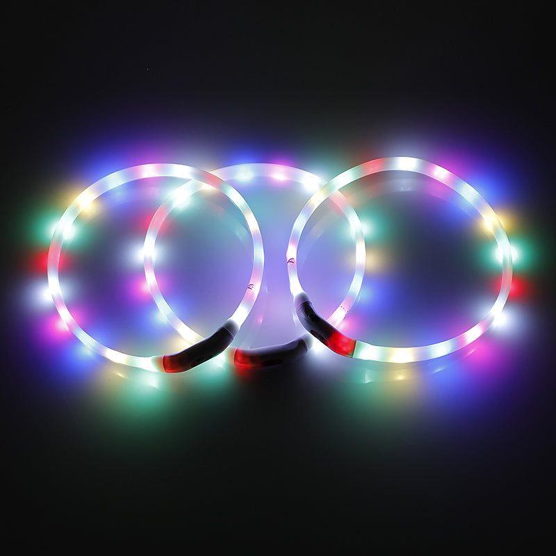 YES4PETS Medium 55CM LED Dog Collar USB Rechargeable Night Glow Flashing Light Up Safety Pet Collars