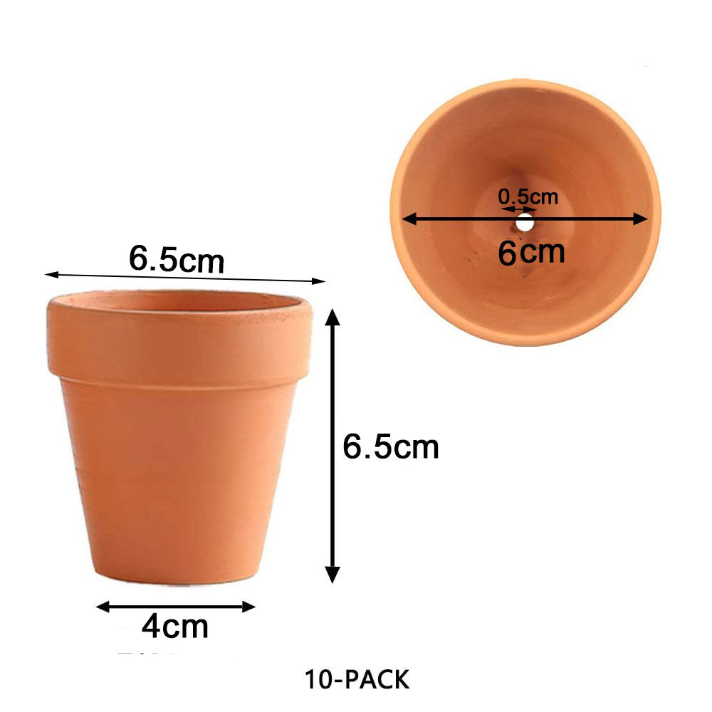 10x 6cm Flower Pot Pots Clay Ceramic Plant Drain Hole Succulent Cactus Nursery Planter