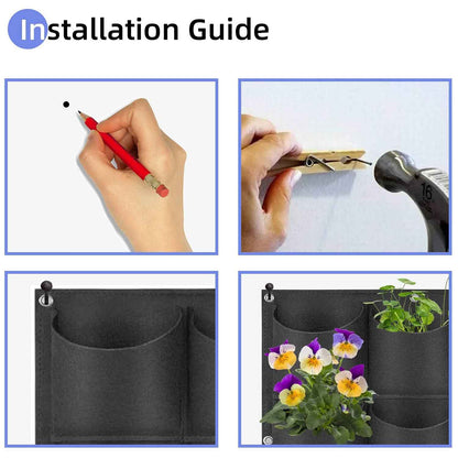 9 Pockets Wall Hanging Planter Planting Grow Bag Vertical Garden Vegetable Flower Black