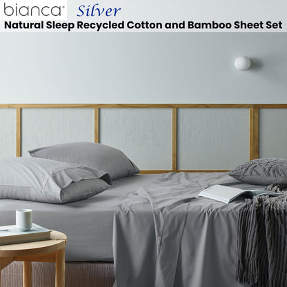 Bianca Natural Sleep Recycled Cotton and Bamboo Sheet Set Silver Single