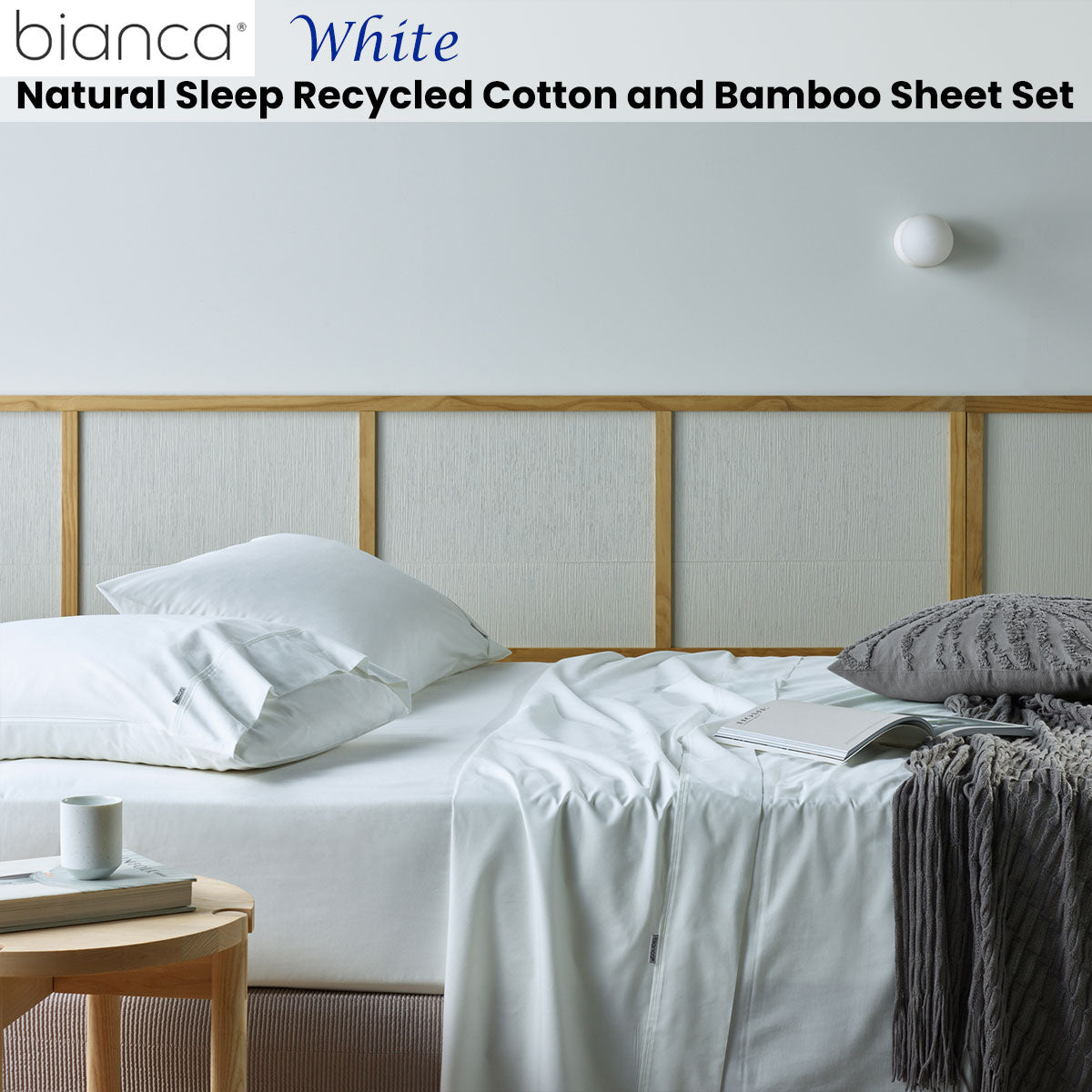 Bianca Natural Sleep Recycled Cotton and Bamboo Sheet Set White Split King