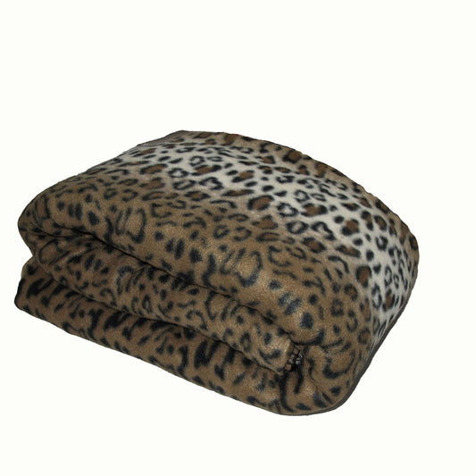 Elements 240GSM Polar Fleece Blanket 220cm x 240cm Leopard - Queen