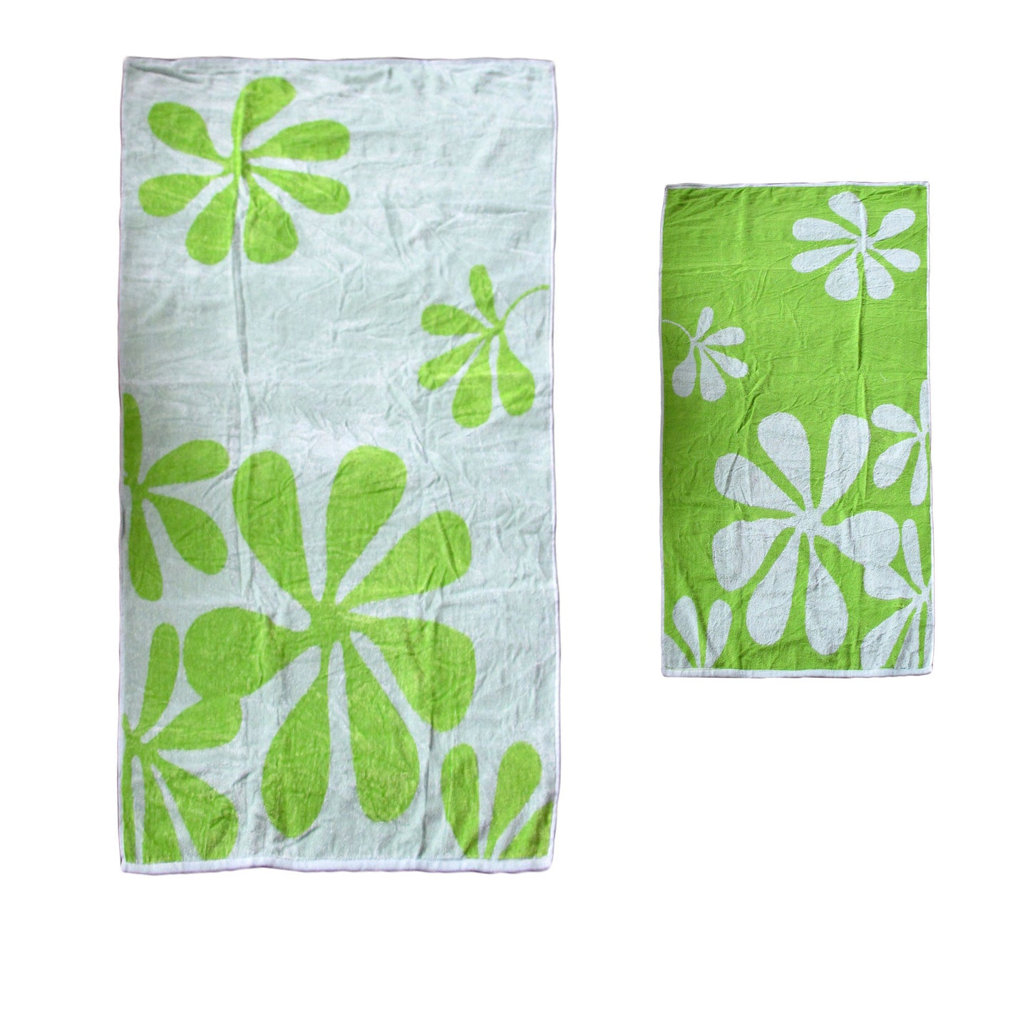 Elements Jacquard REVERSIBLE Cotton Floral Beach Towel - Lime Floral