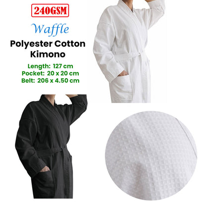 Jason 240GSM Waffle Polyester Cotton Kimono Ebony