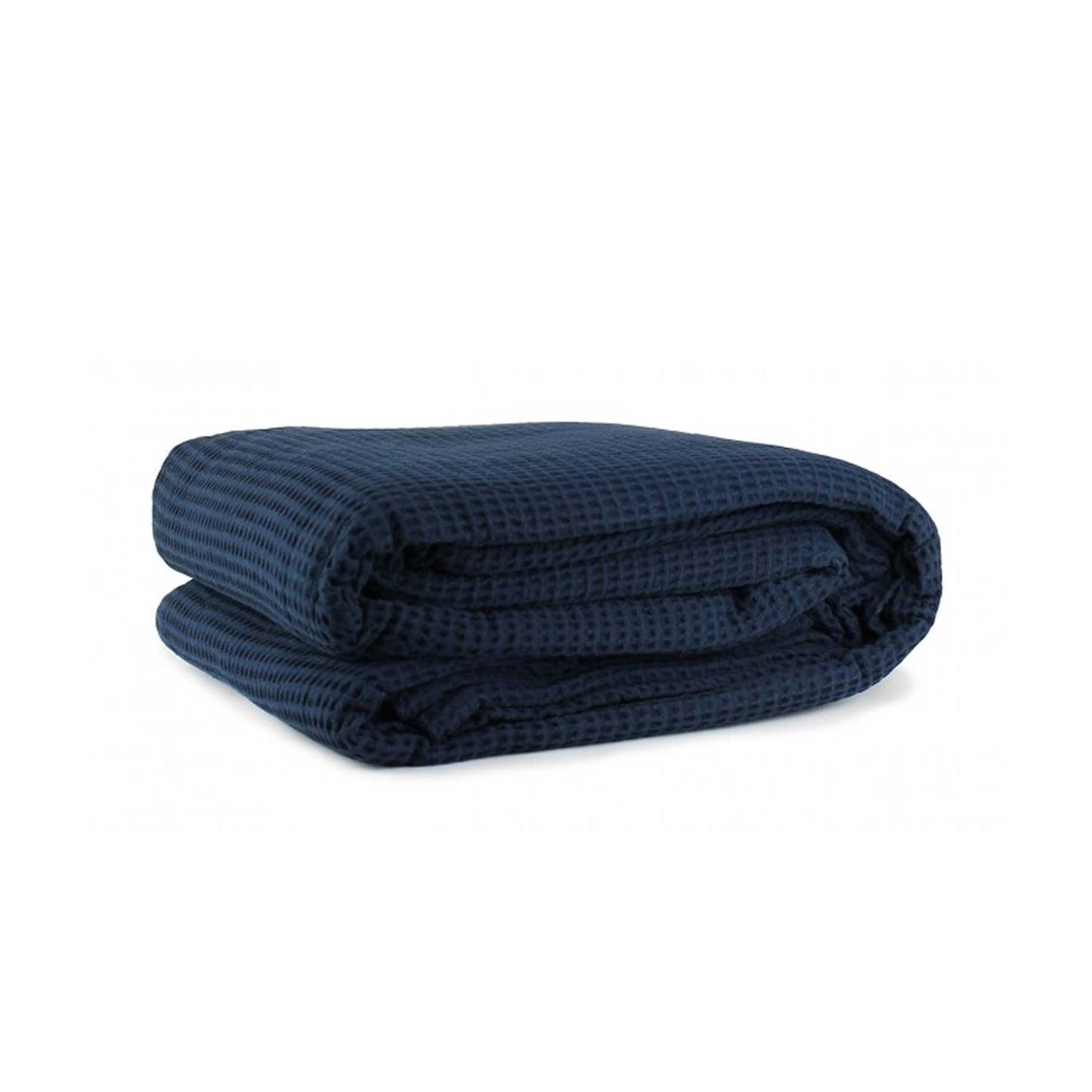 Jason Cotton Waffle Blanket Navy - Queen