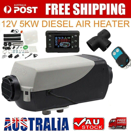 Diesel Air Heater 12V 5KW LCD Display Tank Remote Control Thermostat Caravan Motorhome 10L