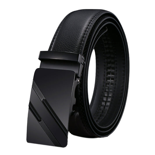 Genuine Leather Belt Men's Plate Reversible Buckle Business Dress Belts (Style 03)