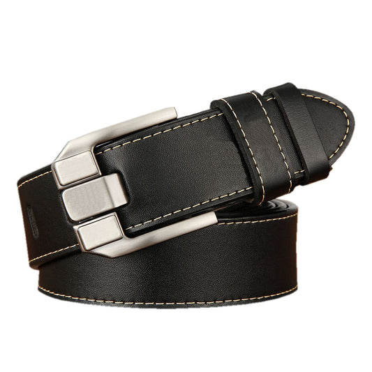 Genuine Leather For Men Pin Buckle Belts Cowskin Casual Belts Business Belt (Black)