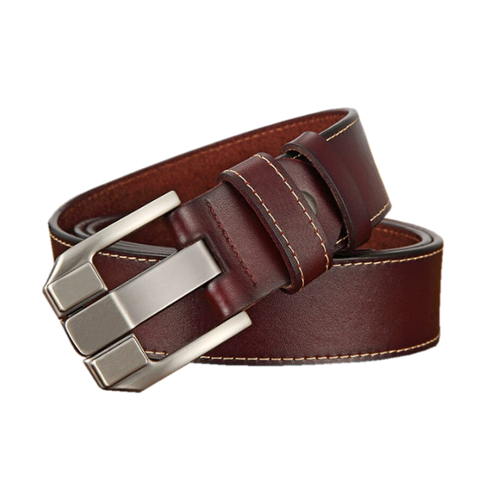 Genuine Leather For Men Pin Buckle Belts Cowskin Casual Belts Business Belt (Brown)