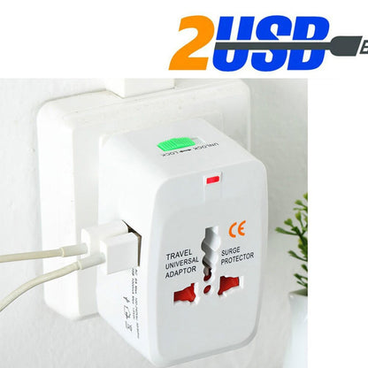 Dual USB Portable Electric Plug Power Socket Adapter International Travel Universal Charger Converter EU UK US AU