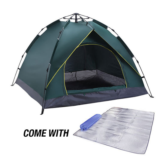 Waterproof Automatic Camping Tent 3-5 Person Come with Moisture Proof Pad(Green)