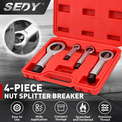 SEDY 4Pcs Metal Nut Splitter Kit Pressure Nut Cracker Remover Extractor Tool