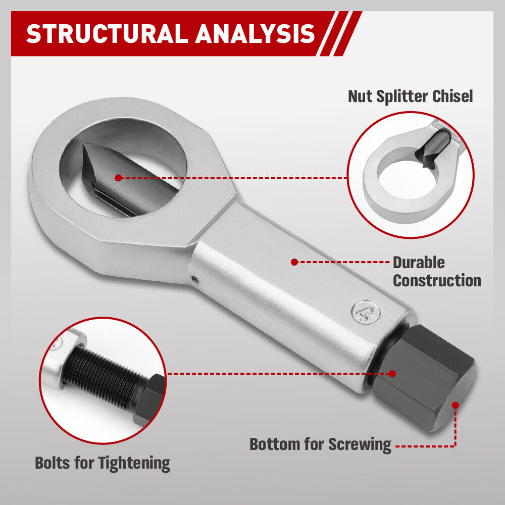 SEDY 4Pcs Metal Nut Splitter Kit Pressure Nut Cracker Remover Extractor Tool