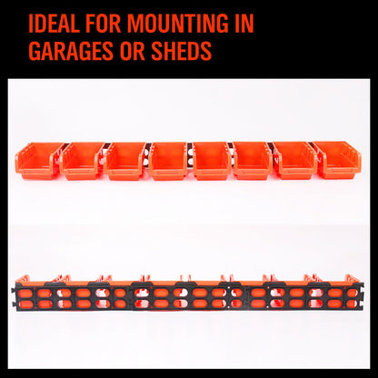 NEW 8 PC Wall Mounted Storage Bins Rack Set Nuts Bolts Organizer Parts 97903 - tools