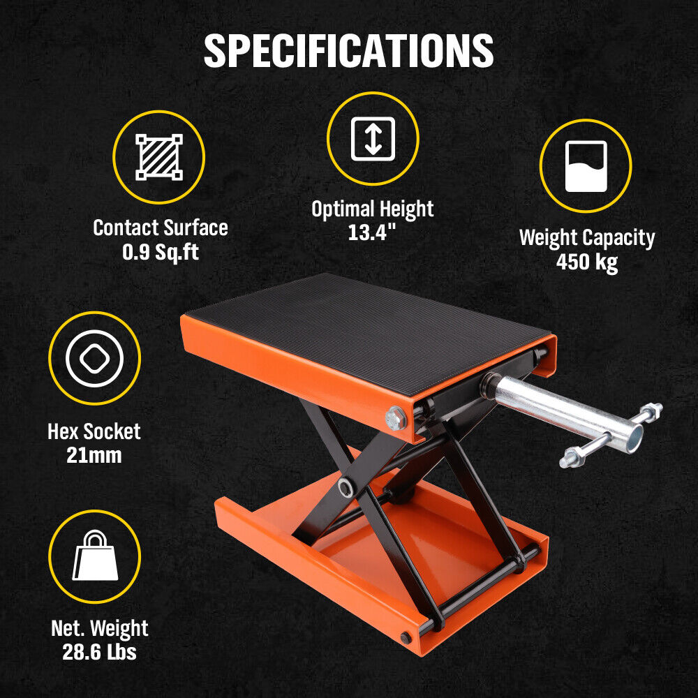 Motorcycle Jack 450KG Scissor Motor Bike Lift Stand Hoist Mini Motorbike Quad