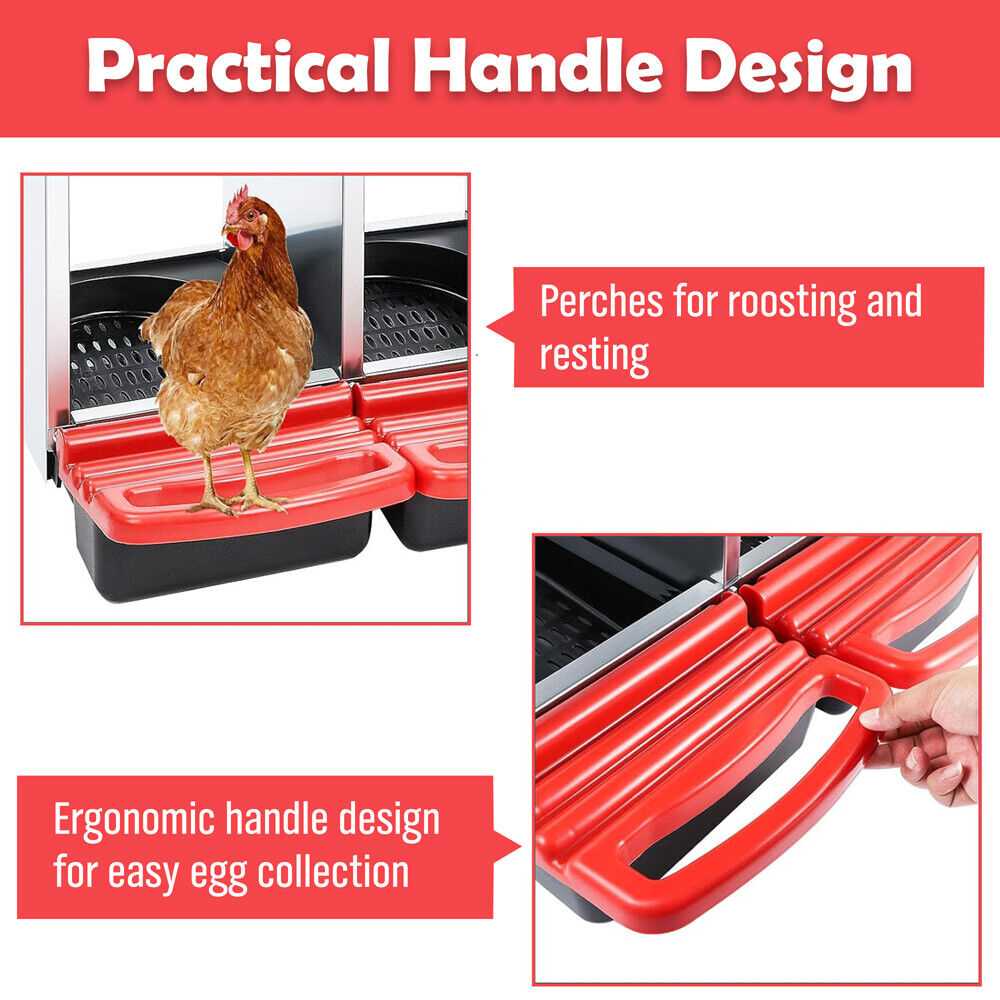 VaKa Chicken Hen Coop Hutch 2 Hole Inside Outside Roll Away Lay Egg Nesting Box