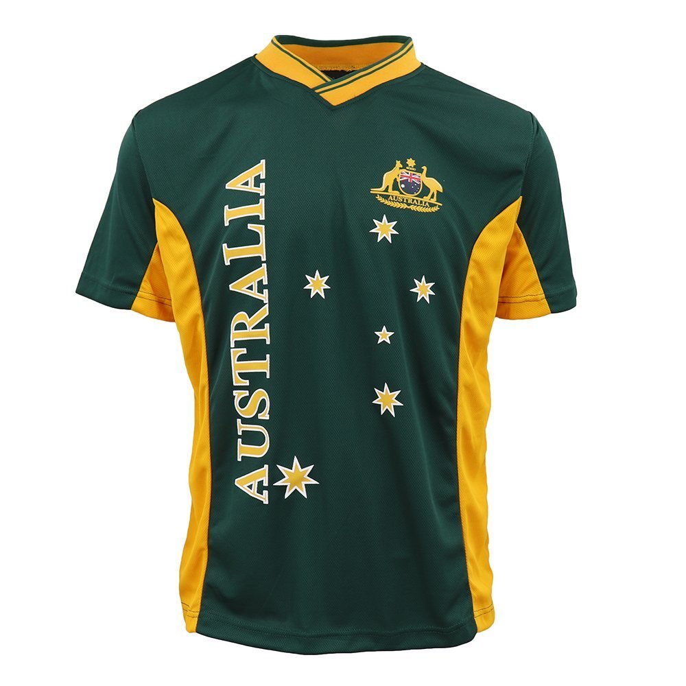 Adults Kids Men's Sports Soccer Rugby Jersy T Shirt Australia Day Polo Souvenir, Green, M