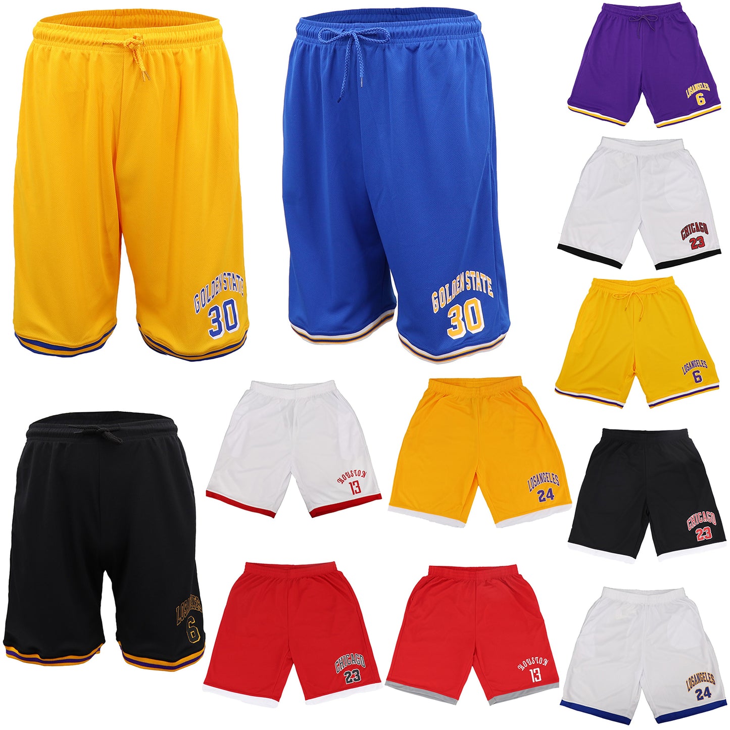 Men's Basketball Sports Shorts Gym Jogging Swim Board Boxing Sweat Casual Pants, Red - Chicago 23, L