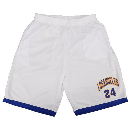 Men's Basketball Sports Shorts Gym Jogging Swim Board Boxing Sweat Casual Pants, White - Los Angeles 24, 3XL