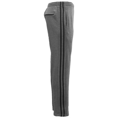 Men's Fleece Casual Sports Track Pants w Zip Pocket Striped Sweat Trousers S-6XL, Dark Grey, 3XL