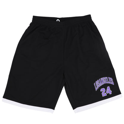 Men's Basketball Sports Shorts Gym Jogging Swim Board Boxing Sweat Casual Pants, Black - Los Angeles 24, S