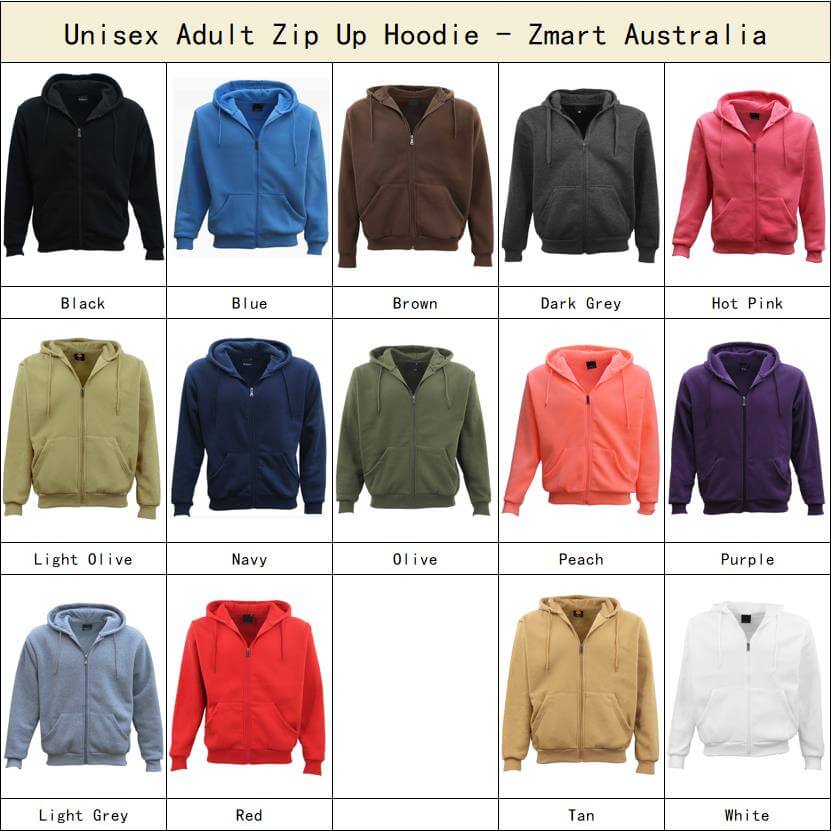 Adult Unisex Zip Plain Fleece Hoodie Hooded Jacket Mens Sweatshirt Jumper XS-8XL, Hot Pink, 3XL
