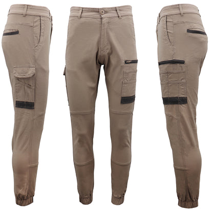 Men's Cargo Cotton Drill Work Pants UPF 50+ 13 Pockets Tradies Workwear Trousers, Khaki, 32