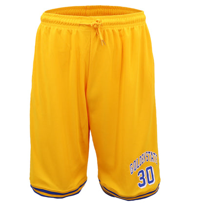 Men's Basketball Sports Shorts Gym Jogging Swim Board Boxing Sweat Casual Pants, Yellow - Golden State 30, L