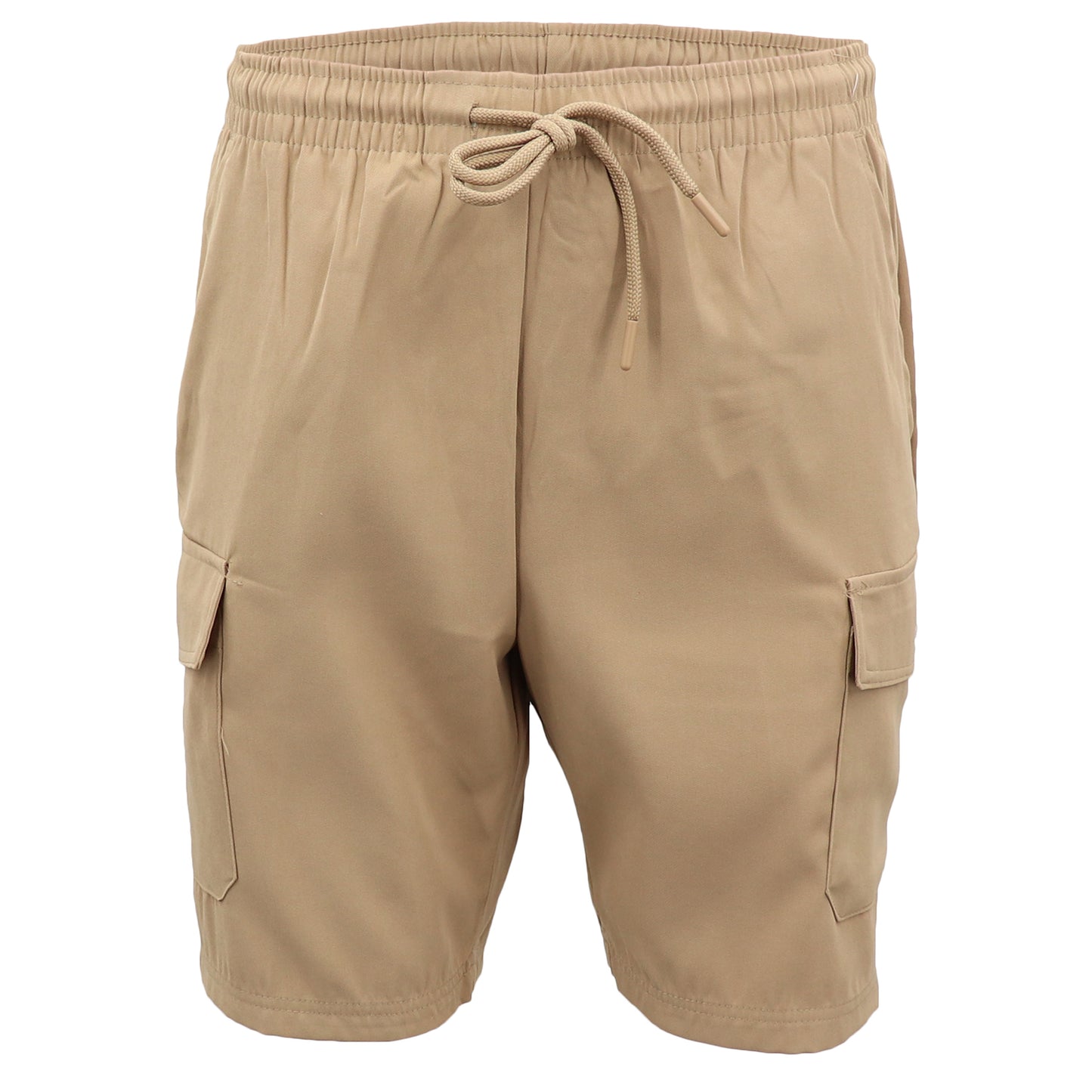 Men's Cargo Shorts 4 Pockets Cascual Work Trousers Active Pants Elastic Waist, Khaki, M