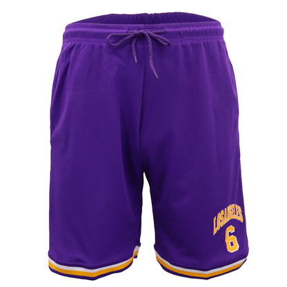 Men's Basketball Sports Shorts Gym Jogging Swim Board Boxing Sweat Casual Pants, Purple - Los Angeles 6, 2XL