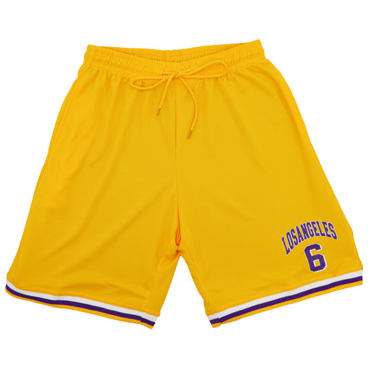 Men's Basketball Sports Shorts Gym Jogging Swim Board Boxing Sweat Casual Pants, Yellow - Los Angeles 6, XL