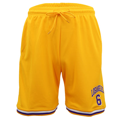 Men's Basketball Sports Shorts Gym Jogging Swim Board Boxing Sweat Casual Pants, Yellow - Los Angeles 6, XL