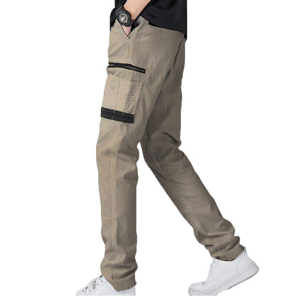 Men's Cotton Drill Cargo Work Pants UPF 50+ 13 Pockets Tradies Workwear Trousers, Khaki, 40