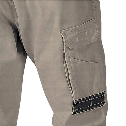 Men's Cotton Drill Cargo Work Pants UPF 50+ 13 Pockets Tradies Workwear Trousers, Khaki, 40