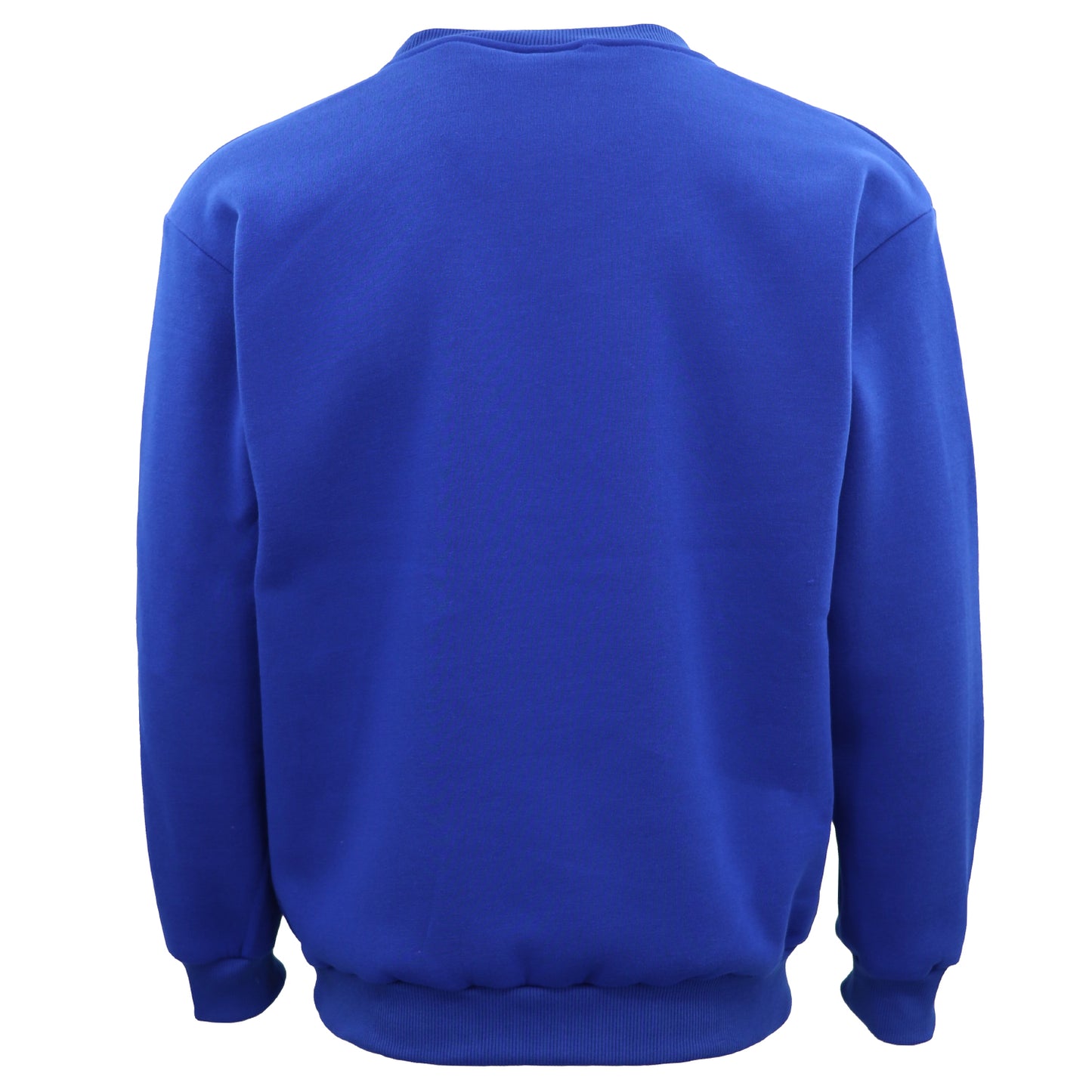 New Adult Unisex Plain Pullover Fleece Jumper Mens Long Sleeve Crew Neck Sweater, Royal Blue, 2XL