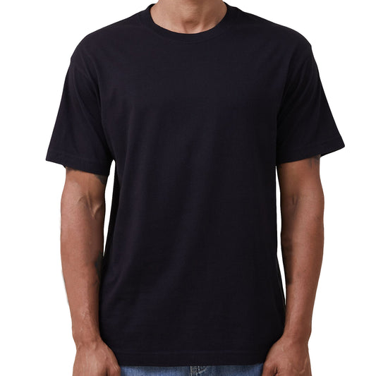 Adult 100% Cotton T-Shirt Unisex Men's Basic Plain Blank Crew Tee Tops Shirts, Black, 3XL