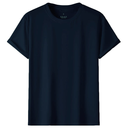 Adult 100% Cotton T-Shirt Unisex Men's Basic Plain Blank Crew Tee Tops Shirts, Navy, M