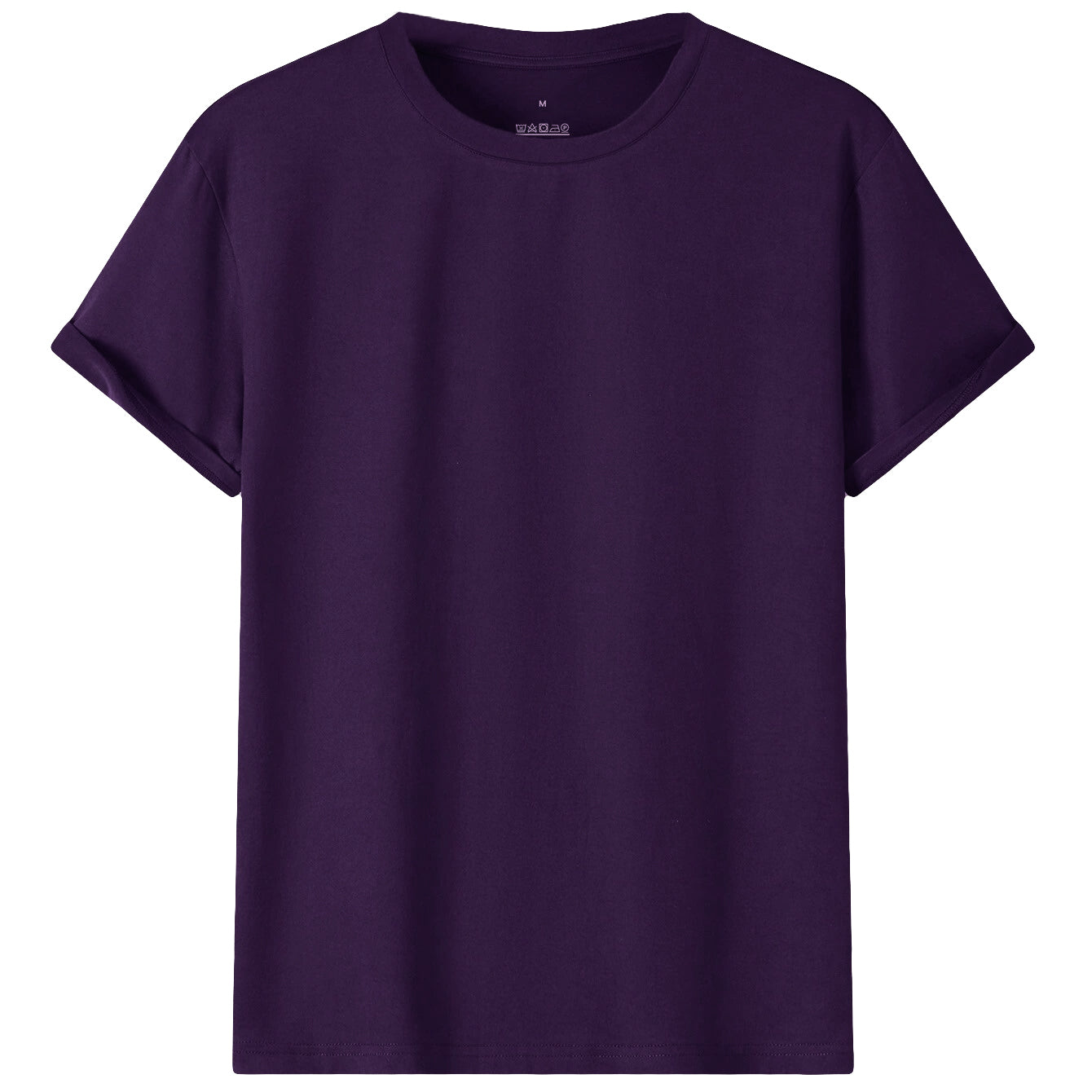 Adult 100% Cotton T-Shirt Unisex Men's Basic Plain Blank Crew Tee Tops Shirts, Purple, M