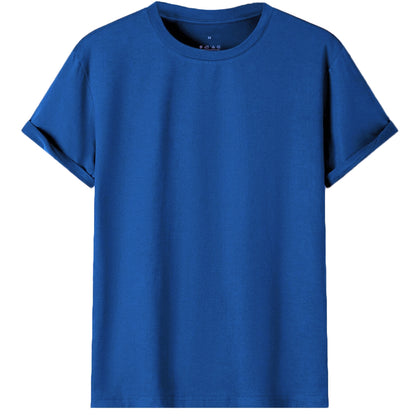 Adult 100% Cotton T-Shirt Unisex Men's Basic Plain Blank Crew Tee Tops Shirts, Royal Blue, S