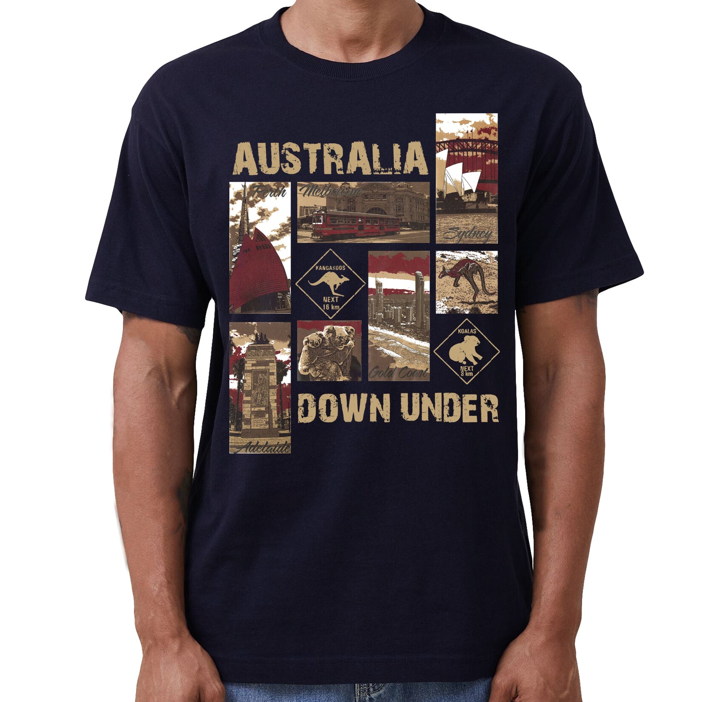 100% Cotton Australia Down Under Souvenir T-Shirt Unisex Adult Iconic Tee Top, Black, 3XL