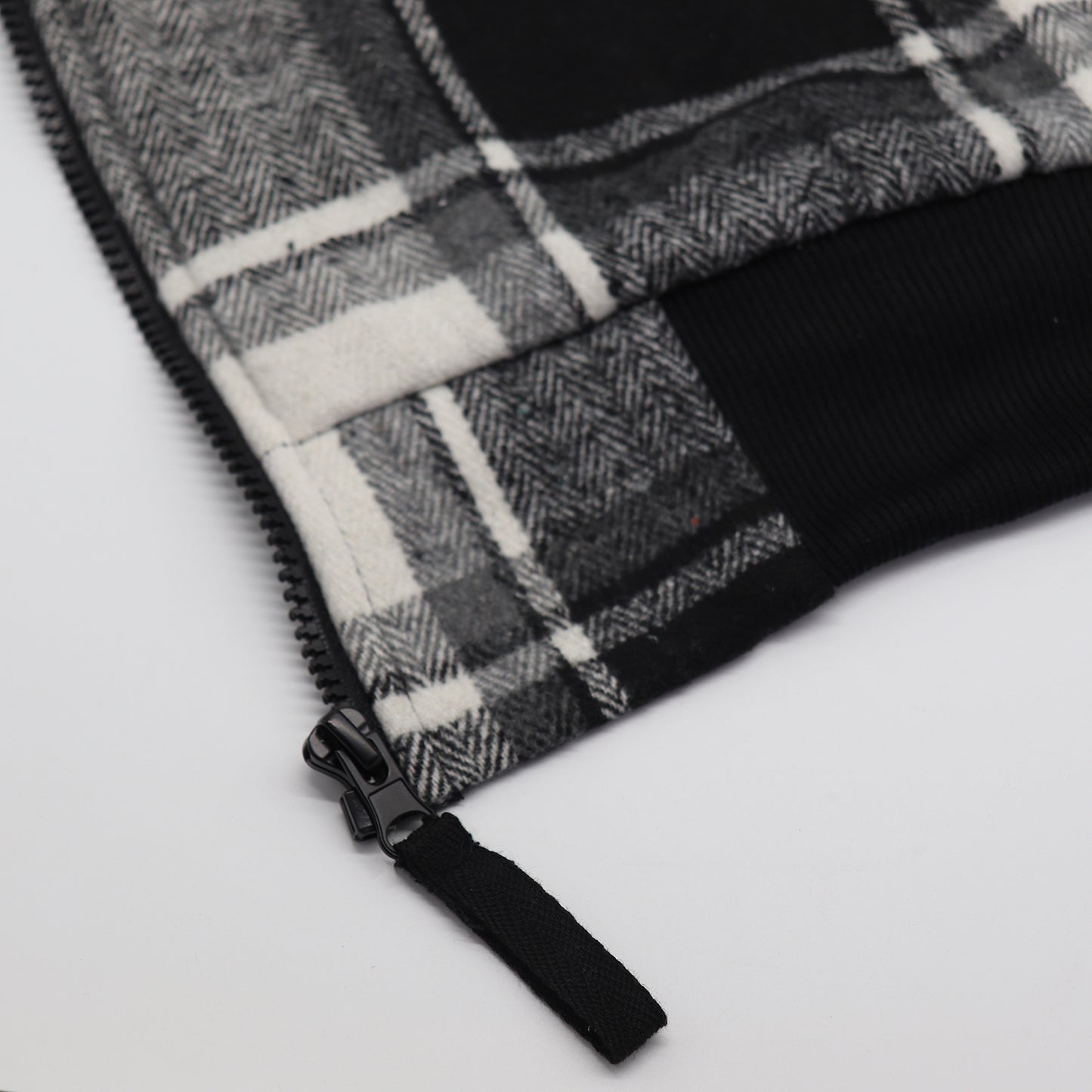 Men's Thick Sherpa Fur Lined Plaid Hoodie Jacket Zip Hooded Jumper Coat Sweater, Black & White, M