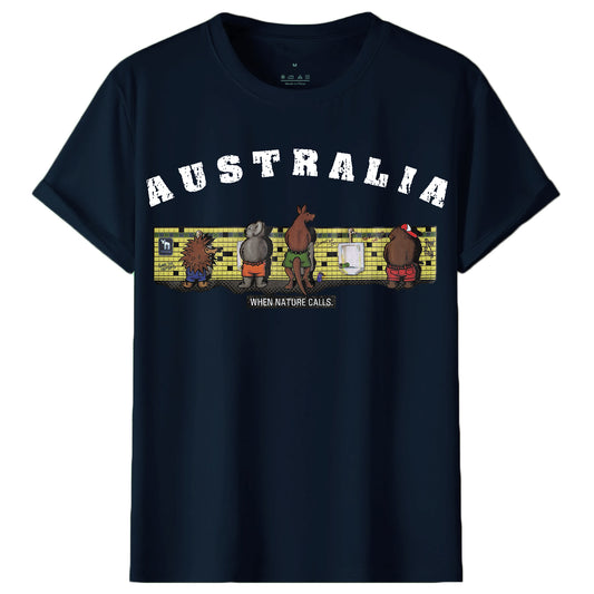 Adult 100% Cotton T Shirt Australia When Nature Calls Souvenir Tee Fun Tops Gift, Navy, L