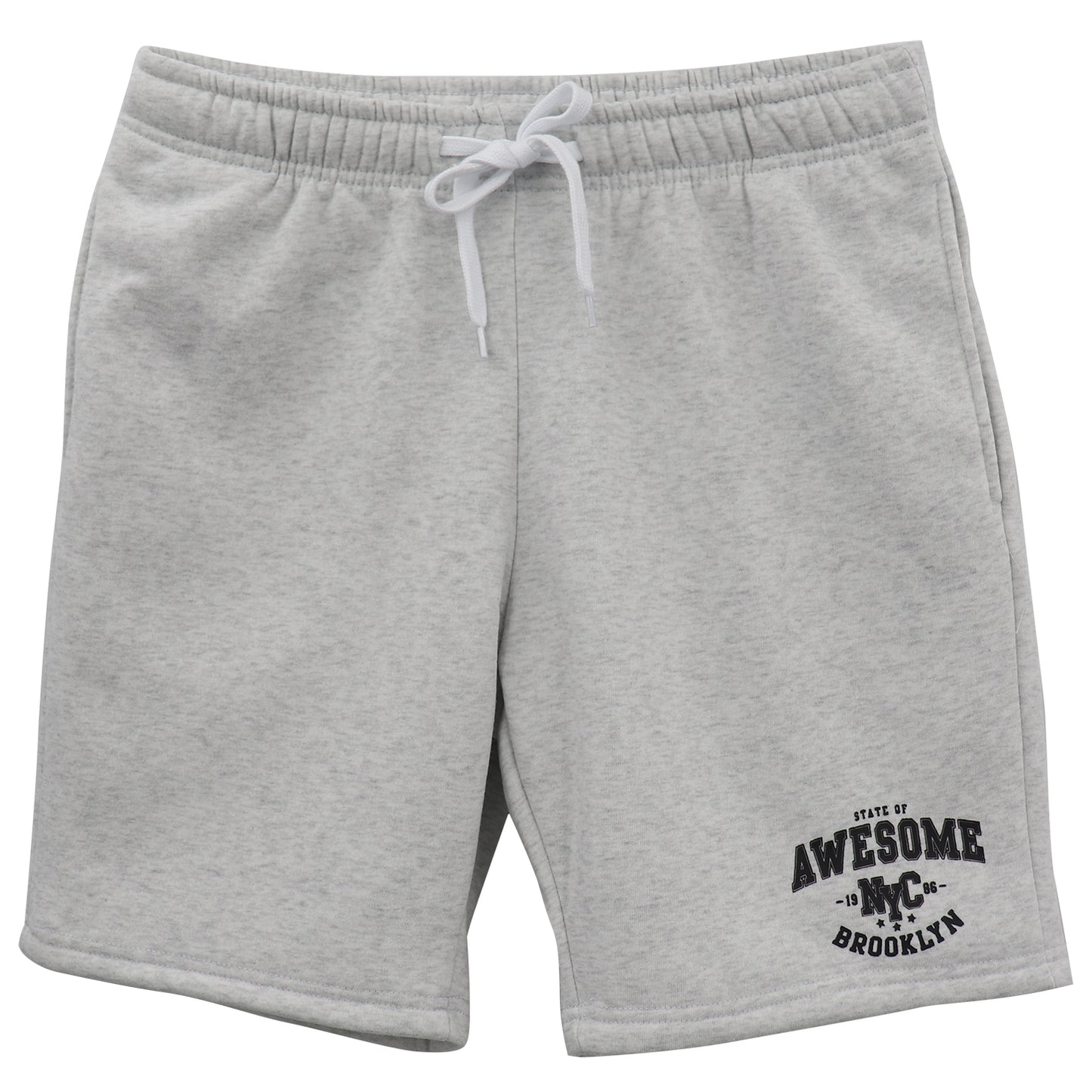 Men's Fleece Shorts Casual Sports Sweat Pants w Elastic Waist Drawstring Pockets, Light Grey, S