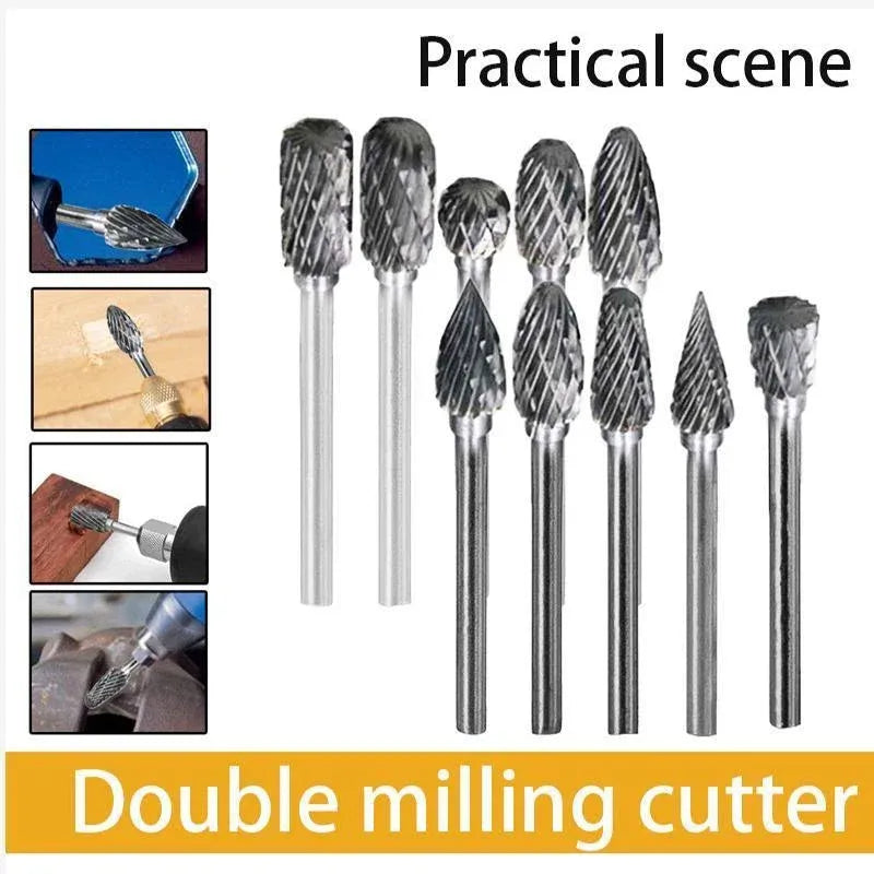 10PCS Tungsten Carbide Rotary Burr Set for Rotary Tools and Dremel - Blue Box